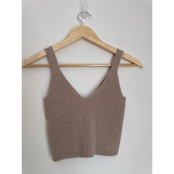 J.Crew Cashmere Blend Ribbed Cropped Sweater Tank, Beige, S - Picture 7 of 8
